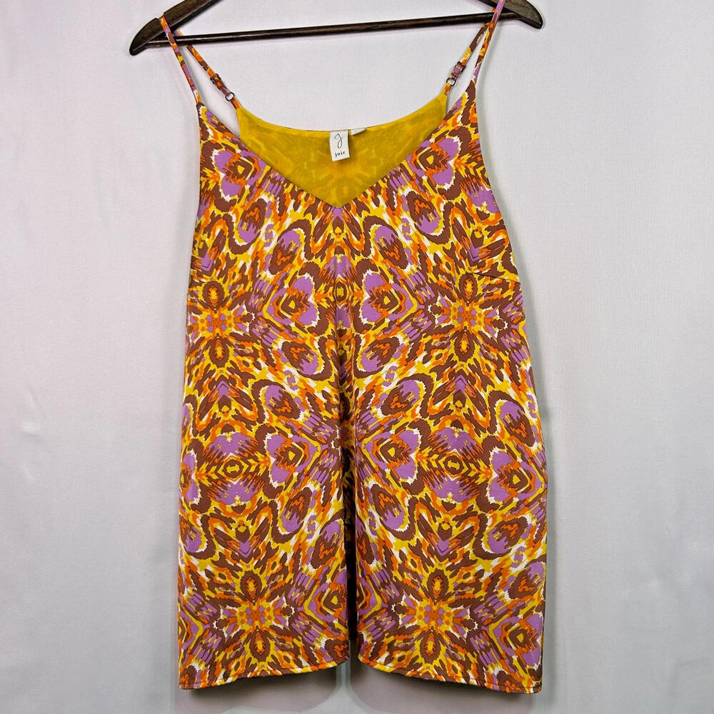 Joie Abstract Print Camisole Tank Top Yellow Orange Purple Womens Large
